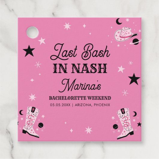 Roze Laatste Bash in Nash Nashville Bachelorette Bedankjes Labels (Voorkant)