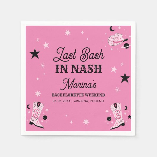 Roze Laatste Bash in Nash Nashville Bachelorette Servet (Voorkant)