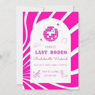 Roze Laatste Cowboy Bachelorette Weekend Uitnodigi Kaart