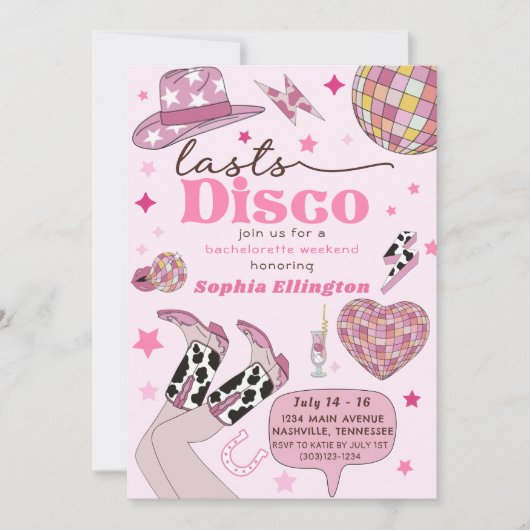 Roze Laatste Disco Bachelorette Nash Bash Kaart (Voorkant)