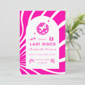 Roze Laatste Disco Bachelorette Weekend Uitnodigin Kaart (Staand voorkant)