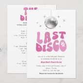 Roze laatste disco, eenvoudig retro vrijgezellenwe kaart (Voorkant / Achterkant)