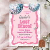 Roze Laatste Disco Groovy vrijgezellenfeest Kaart
