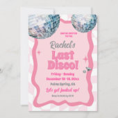 Roze Laatste Disco Groovy vrijgezellenfeest Kaart (Voorkant)