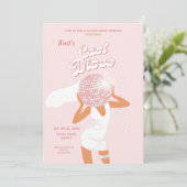 Roze Laatste Disco Meisje Bruid Kaart (Staand voorkant)