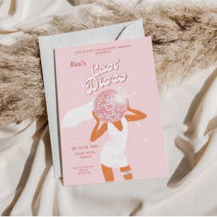 Roze Laatste Disco Meisje Bruid Kaart