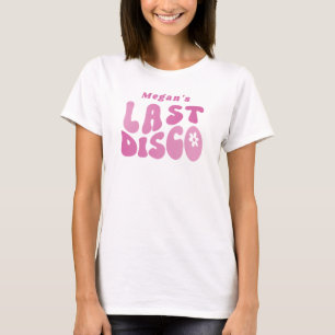 Roze laatste disco, modern retro vrijgezellenfeest t-shirt