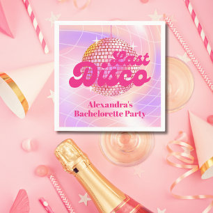 Roze Laatste Disco Retro 70's Meidenavakantie Servet