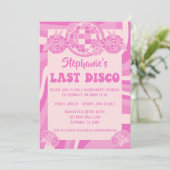 Roze Laatste Disco Retro Bachelorette uitnodiging (Staand voorkant)