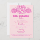 Roze Laatste Disco Retro Bachelorette uitnodiging (Achterkant)