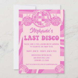 Roze Laatste Disco Retro Bachelorette uitnodiging