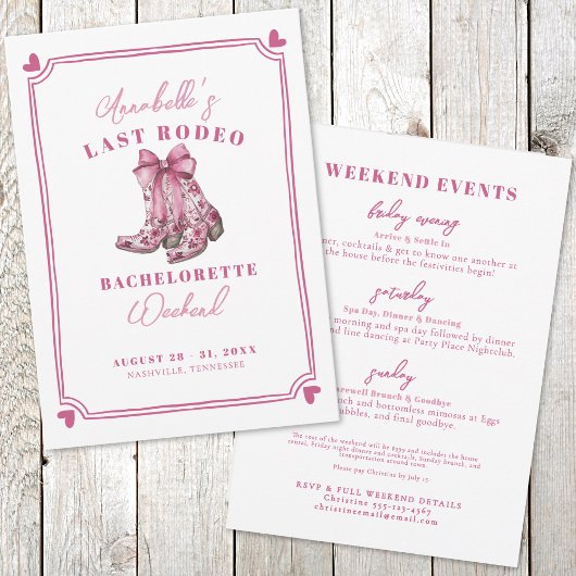 Roze Laatste Rodeo Bachelorette-feest Kaart