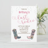 Roze laatste Rodeo Bachelorette Kaart (Staand voorkant)