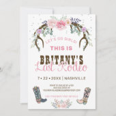 Roze laatste Rodeo Bachelorette Kaart (Voorkant)