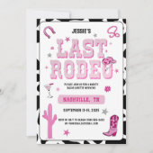 Roze Laatste Rodeo Bachelorette Party Disco Cowgir Kaart (Voorkant)