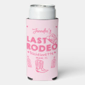 Roze Laatste Rodeo Cowgirl Bachelorette Party Cool Seltzer Blikjeskoeler (Seltzer Achterkant)