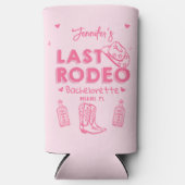 Roze Laatste Rodeo Cowgirl Bachelorette Party Cool Seltzer Blikjeskoeler (Voorkant)