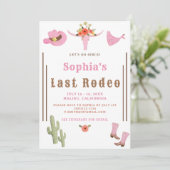 Roze Laatste Rodeo Cowgirl Bachelorette Party Kaart (Staand voorkant)