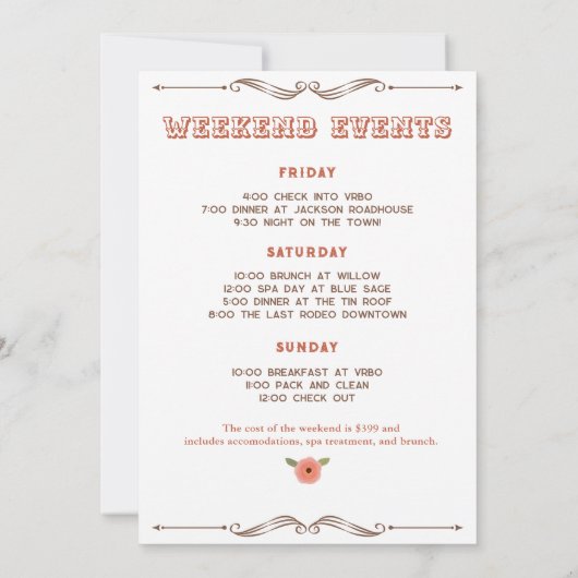 Roze Laatste Rodeo Cowgirl Bachelorette Party Kaart (Achterkant)