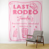 Roze Laatste Rodeo Cowgirl Bachelorette Weekend Wandkleed (In situ)