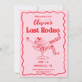 Roze laatste rodeo grillige vrijgezellenfeest kaart (Voorkant)