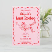 Roze laatste rodeo grillige vrijgezellenfeest kaart (Staand voorkant)
