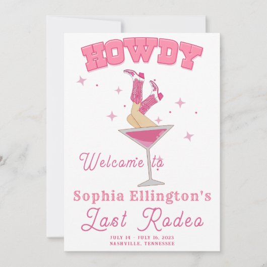 Roze Laatste Rodeo vrijgezellenweekend Kaart (Voorkant)
