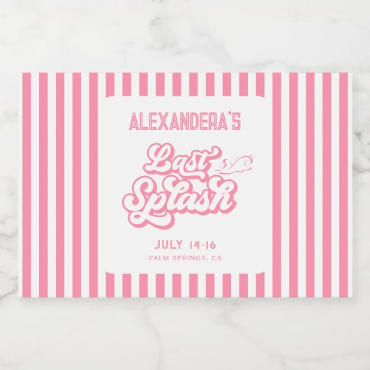 Roze Laatste splash Bachelorette Sparkling Wijnetiket (Enkel label)