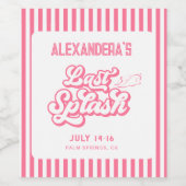 Roze Laatste splash zwembad Bachelorette Wijn Etiket (Enkel label)