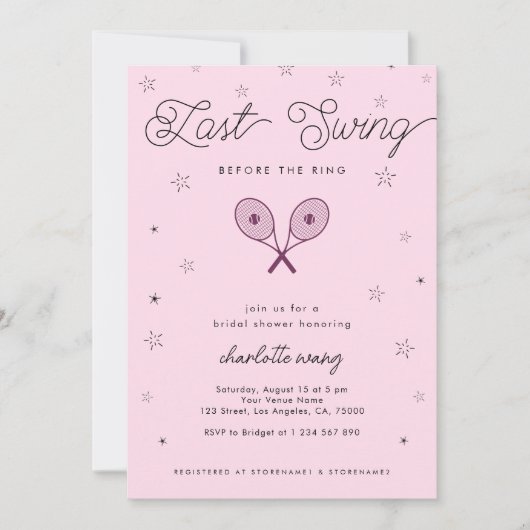 Roze | Laatste Swing Voor de Ring Bruidsfeest Kaart (Voorkant)