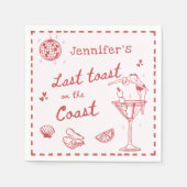 Roze Laatste Toast aan de Kust Bachelorette Feestj Servet (Voorkant)