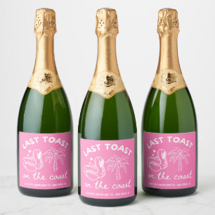 Roze Laatste Toast Bachelorette Champagne Sparkling Wijnetiket