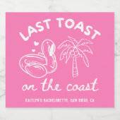 Roze Laatste Toast Bachelorette Champagnet Sparkling Wijnetiket (Enkel label)