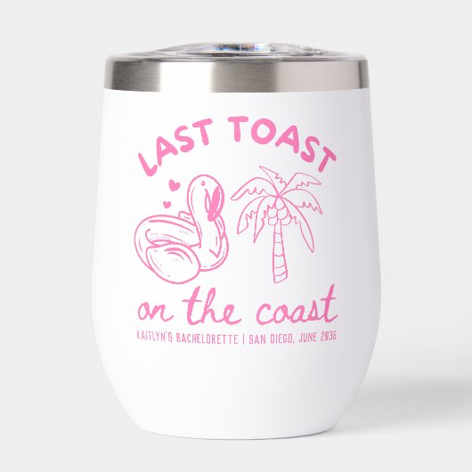 Roze Laatste Toast Bachelorette Wijn Tumbler (Voorkant)