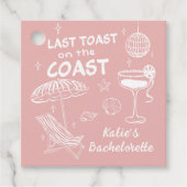 Roze Laatste Toast Coast Handgetekende Bachelorett Bedankjes Labels (Voorkant)