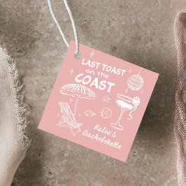 Roze Laatste Toast Coast Handgetekende Bachelorett Bedankjes Labels