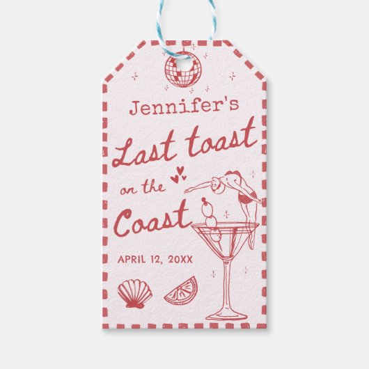 Roze Laatste Toast Op De Kust Bachelorette Cadeaulabel (Voorkant)