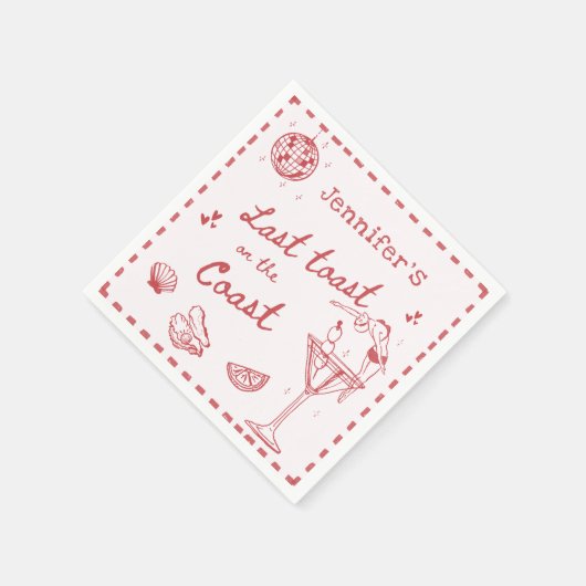 Roze Laatste Toast op de Kust Bachelorette Party Servet (Hoek)