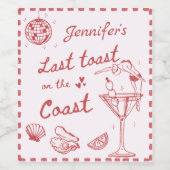 Roze Laatste Toast op de Kust Bachelorette Party Wijn Etiket (Enkel label)
