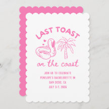 Roze laatste toast op de kust Bachelorette Uitnodi