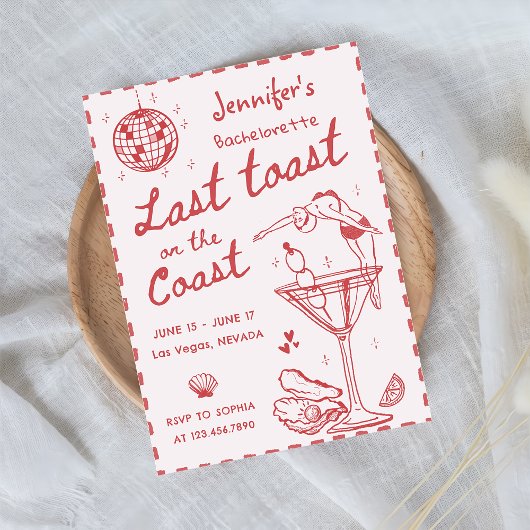 Roze laatste toast op de kust Bachelorette weekend Kaart
