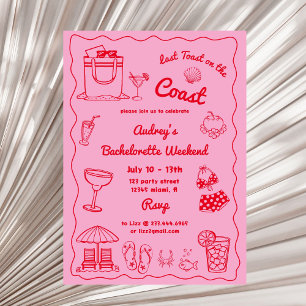 Roze laatste toast op de kust Bachelorette weekend Kaart