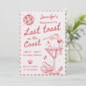 Roze laatste toast op de kust Bachelorette weekend Kaart (Staand voorkant)
