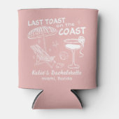 Roze laatste toast op de kust vrijgezellenfeest blikjeskoeler (Voorkant)