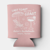 Roze laatste toast op de kust vrijgezellenfeest blikjeskoeler (Achterkant)