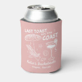 Roze laatste toast op de kust vrijgezellenfeest blikjeskoeler (Blikje Achterkant)
