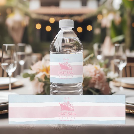 Roze laatste zeiltocht voor de sluier Bachelorette Waterfles Etiket