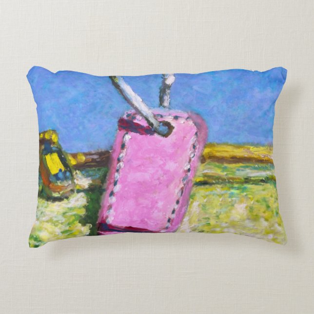 Roze Label Accent Kussen (Voorkant)