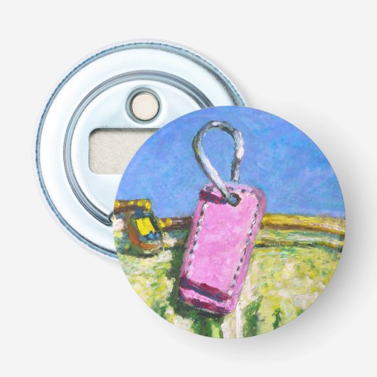 Roze Label Button Flesopener (Voorkant)