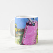 Roze label koffiemok (Voorkant links)